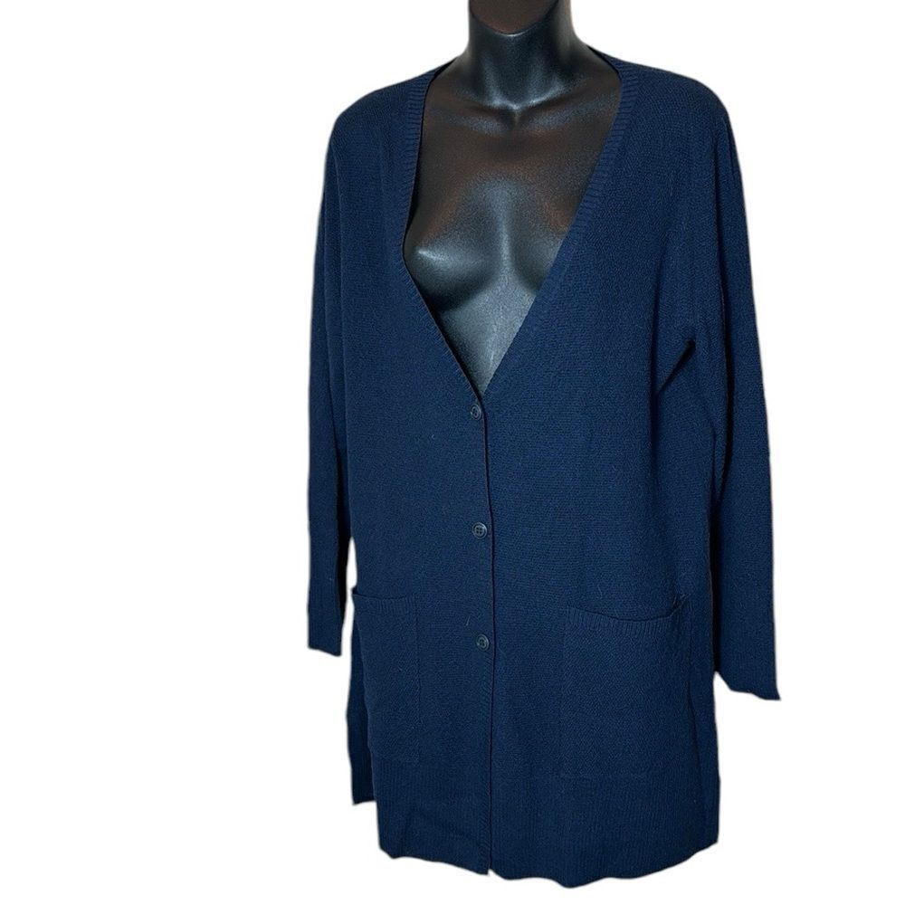 Eileen fisher long line cardigan button front patch pocket textured 100% wool